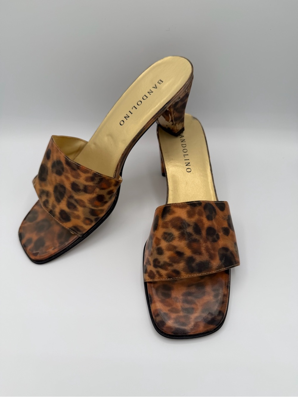 Bandolino Leopard Print Slide Mules in Brown and Black